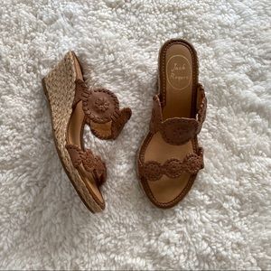 Jack Rogers Shelby wedges in cognac brown